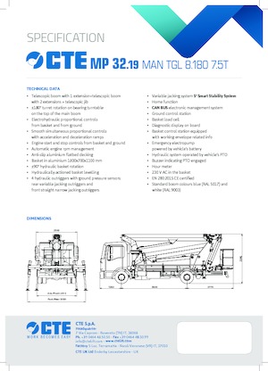 Автовишки з телескопічною стрілою CTE MP 32.19