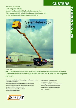 Причіпні підйомники з шарнірною стрілою Custers Taurus 330-26
