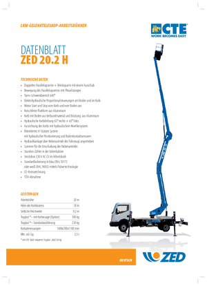 Причіпні підйомники з шарнірною стрілою CTE ZED 20.2 H