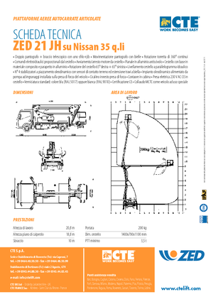 Причіпні підйомники з шарнірною стрілою CTE ZED 21 JH