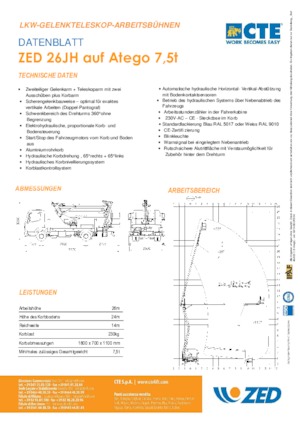 Причіпні підйомники з шарнірною стрілою CTE ZED 26 JH