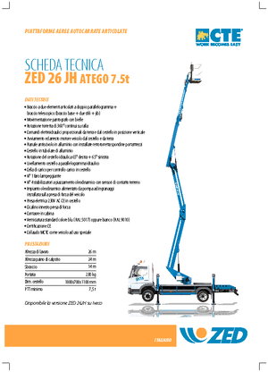Причіпні підйомники з шарнірною стрілою CTE ZED 26 JH