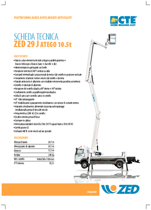 Причіпні підйомники з шарнірною стрілою CTE ZED 29 J