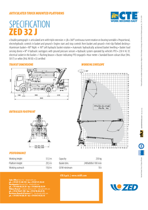 Причіпні підйомники з шарнірною стрілою CTE ZED 32 J