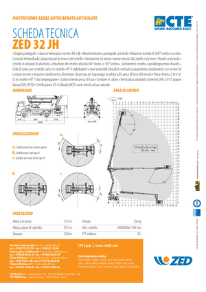 Причіпні підйомники з шарнірною стрілою CTE ZED 32 JH