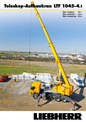 крани, змонтовані на вантажному автомобілі - телескопічні Liebherr LTF 1045-4.1