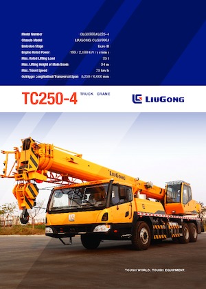 крани, змонтовані на вантажному автомобілі - телескопічні Liugong TC250-4