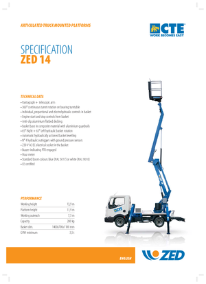 Причіпні підйомники з шарнірною стрілою CTE Z 14