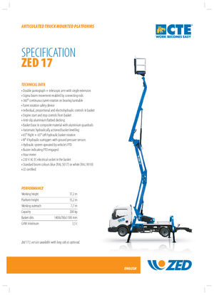 Причіпні підйомники з шарнірною стрілою CTE Z 17
