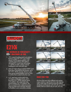 Автовишки з телескопічною стрілою Elliott Equipment E210i E-Line