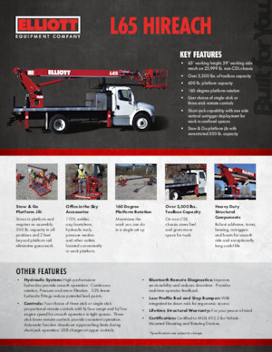 Автовишки з телескопічною стрілою Elliott Equipment L65R HiReach