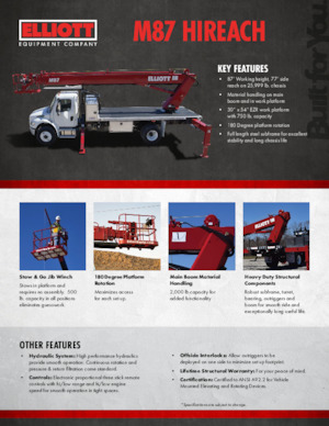 Автовишки з телескопічною стрілою Elliott Equipment M87 HiReach