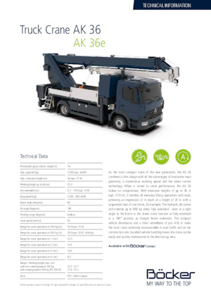 крани, змонтовані на вантажному автомобілі - телескопічні Böcker AK 37