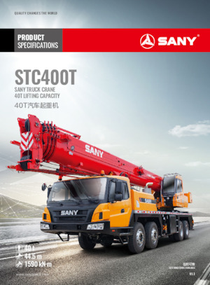 крани, змонтовані на вантажному автомобілі - телескопічні Sany STC400T