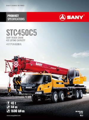крани, змонтовані на вантажному автомобілі - телескопічні Sany STC450C5