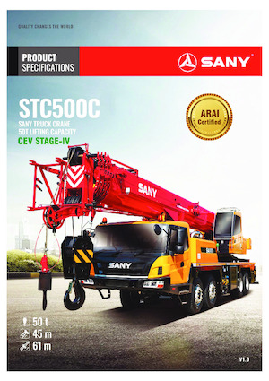 крани, змонтовані на вантажному автомобілі - телескопічні Sany STC500C