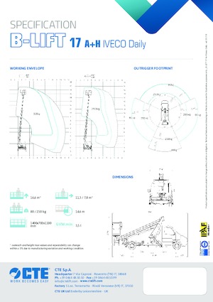 Автовишки з телескопічною стрілою CTE B-LIFT 17 A+H