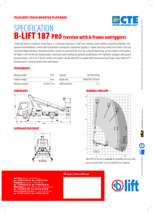 Автовишки з телескопічною стрілою CTE B-Lift 187 Pro-A
