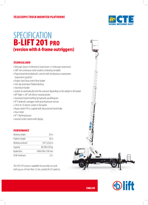 Автовишки з телескопічною стрілою CTE B-Lift 201 Pro-A