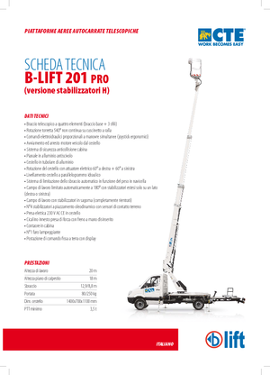 Автовишки з телескопічною стрілою CTE B-Lift 201 Pro-H