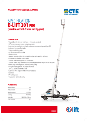 Автовишки з телескопічною стрілою CTE B-Lift 201 Pro-H