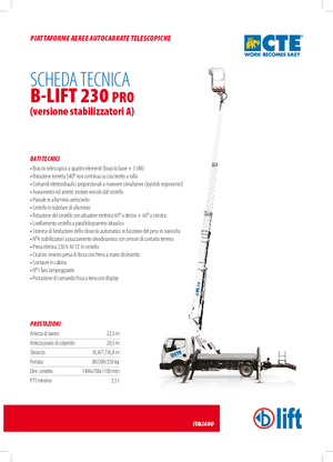 Автовишки з телескопічною стрілою CTE B-Lift 230 Pro-A