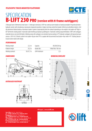 Автовишки з телескопічною стрілою CTE B-Lift 230 Pro-H