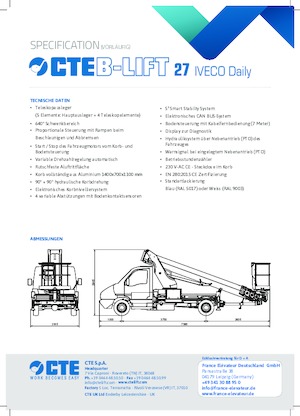 Автовишки з телескопічною стрілою CTE B-Lift 27