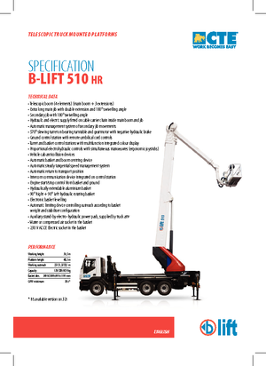 Автовишки з телескопічною стрілою CTE B-Lift 510 HR