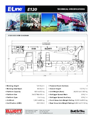 Автовишки з телескопічною стрілою Elliott Equipment E120 E-Line