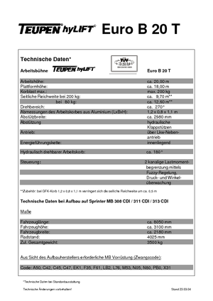 Автовишки з телескопічною стрілою TEUPEN Euro B 20 T