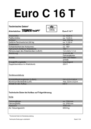 Автовишки з телескопічною стрілою TEUPEN Euro C 16 T