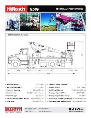Автовишки з телескопічною стрілою Elliott Equipment G50F HiReach