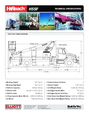 Автовишки з телескопічною стрілою Elliott Equipment H55F HiReach