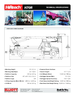 Автовишки з телескопічною стрілою Elliott Equipment H70R HiReach