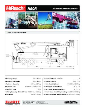 Автовишки з телескопічною стрілою Elliott Equipment H90R HiReach