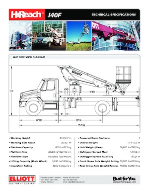 Автовишки з телескопічною стрілою Elliott Equipment I40F HIREACH