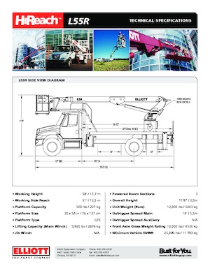 Автовишки з телескопічною стрілою Elliott Equipment L55R HiReach 