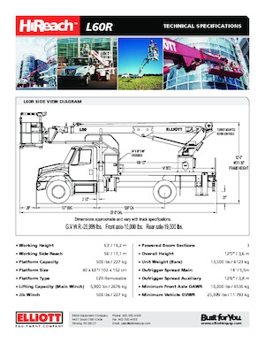Автовишки з телескопічною стрілою Elliott Equipment L60R HiReach 