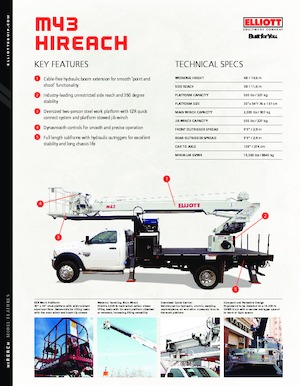 Автовишки з телескопічною стрілою Elliott Equipment M43R HiReach 