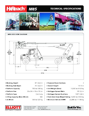 Автовишки з телескопічною стрілою Elliott Equipment M85 HiReach 