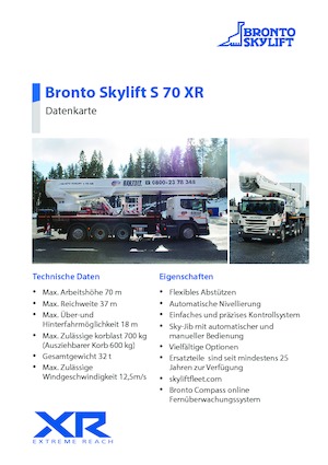 Автовишки з телескопічною стрілою Bronto Skylift S 70 XR