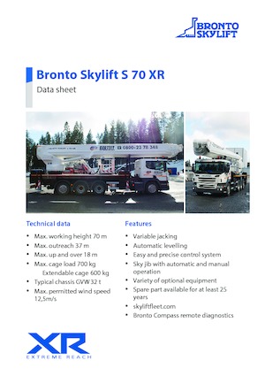 Автовишки з телескопічною стрілою Bronto Skylift S 70 XR