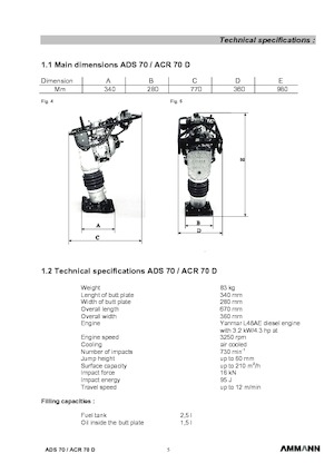 Бензинові та дизельні трамбовки Ammann ADS 70
