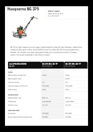 Мотоблоки Husqvarna BG 375