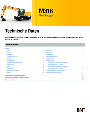 Колісні екскаватори Caterpillar M316