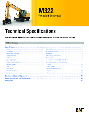 Колісні екскаватори Caterpillar M322