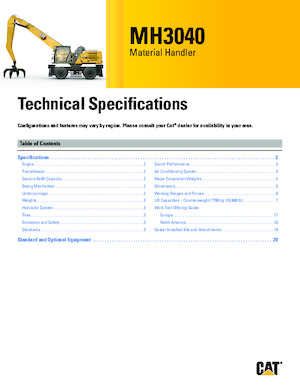 Екскаватори для перевалки Caterpillar MH3040