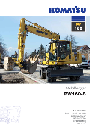 Колісні екскаватори Komatsu PW160-8