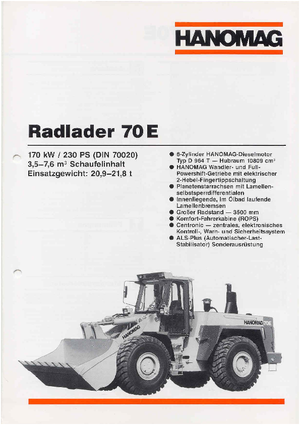 Колісні навантажувачі Hanomag 70 E